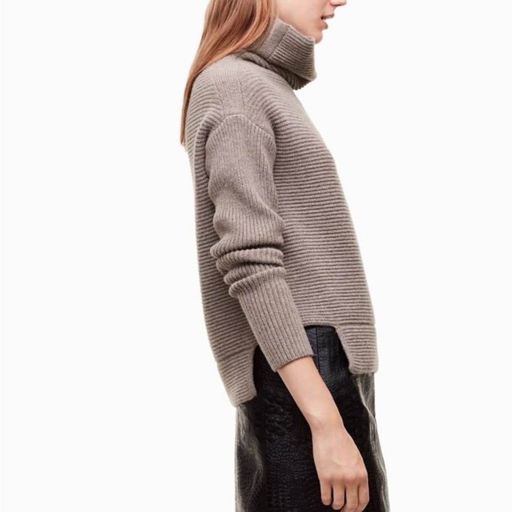 Babaton Ribbed Brown Turtleneck Sweater